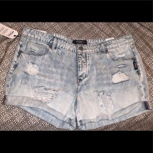 Silver distressed shorts